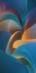 Obraz premium Abstract flowing shapes in shades of blue and orange with gradient effects