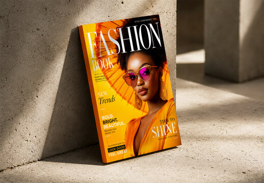 Fashion Magazine Cover Mockup with Stylish Female Model