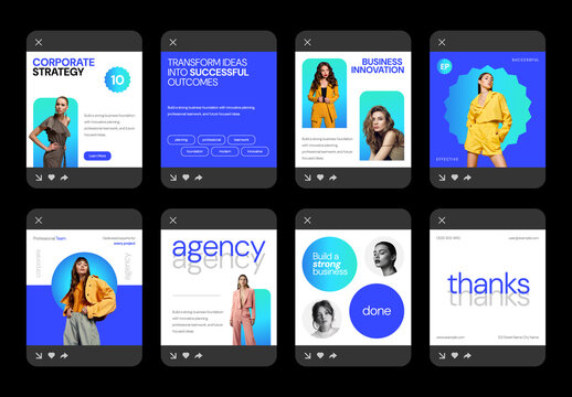 Modern Corporate Social Media Post Template Set With Minimal Business Promotion Design