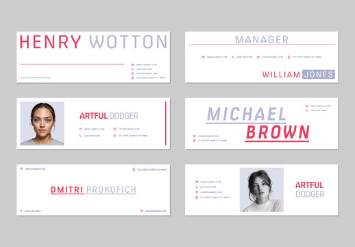 Modern Email Signature Template Set With Minimal Corporate Branding Layout