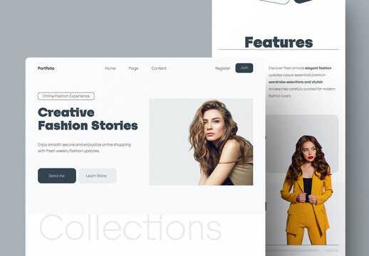 Modern Fashion Newsletter Template With Minimal Editorial Web Layout Design
