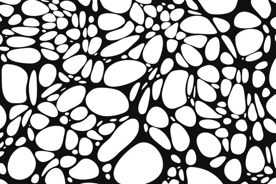 Organic cellular vector pattern with irregular black web structure on white. Abstract network texture for backgrounds, overlays, prints, digital design, branding, and contemporary graphics.