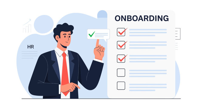 HR Manager Checks Off Onboarding Tasks List for New Employee Success