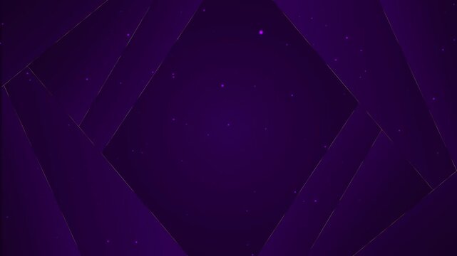 Abstract Dark Purple Geometric Background with Glowing Stars and Subtle Gold Lines animation 4k.