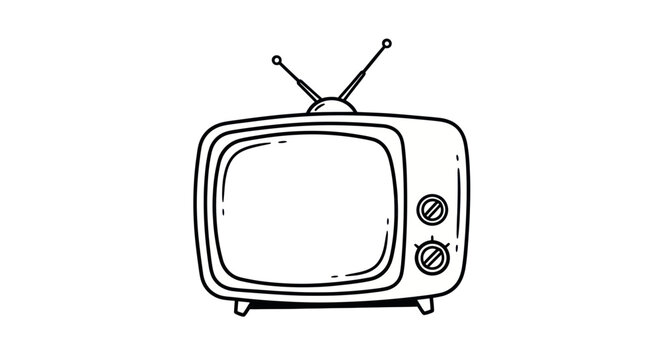 Retro Television Set Doodle Art