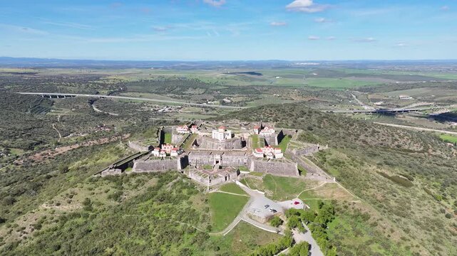 Drone Orbit Around Forte da Gra&ccedil;a Revealing Alentejo Landscape