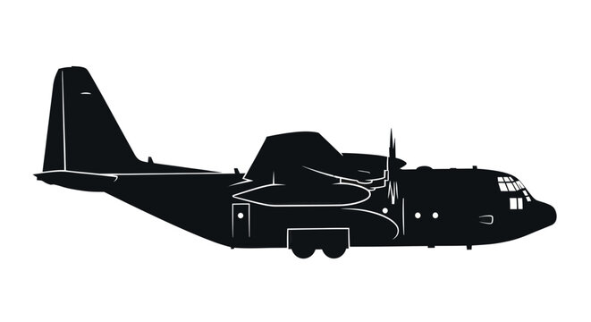 Silhouette of a Hercules military transport aircraft, side view