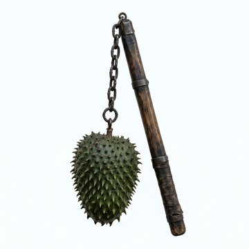 Soursop Spiked Flail Weapon Clipart on White Background