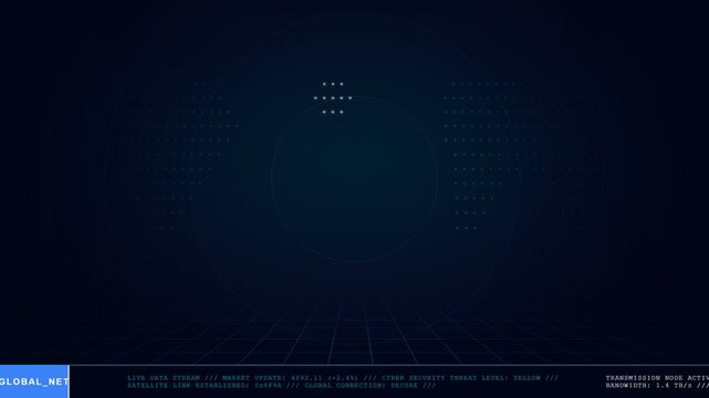 Abstract data visualization of a global network with digital interface