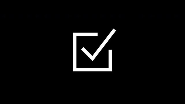 Collection of 6 elegant 2D animated checkmark icons with alpha channel, featuring circular and square checkbox outlines for UI design, presentations, and digital explainer videos.