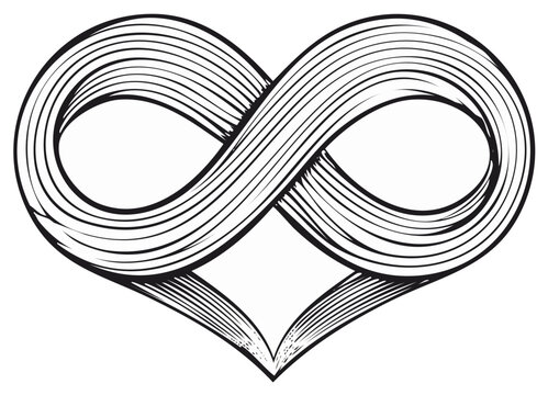 Infinity Heart Symbol Intertwined Lines Abstract Line Art