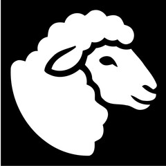 Minimalist vector illustration of a sheep head silhouette icon. © wankbay