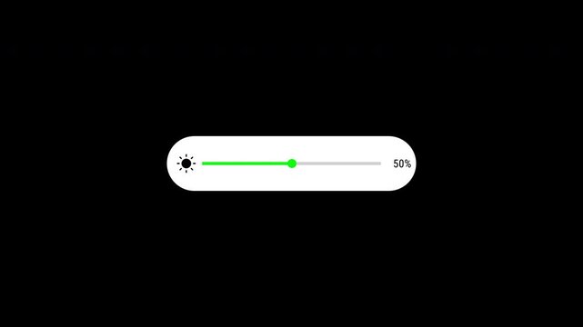 Increasing brightness bar animation on Black Backgroud, brightness slider level adjust 0 to 100. 4K video