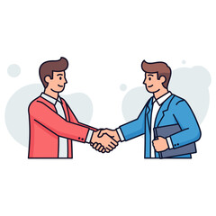 Fototapeta premium Businessmen shaking hands during professional meeting. non editable strokes