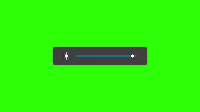 Brightness level icon sign adjustment animation on a green screen. brightness slider level adjust 0 to 100. 4K video