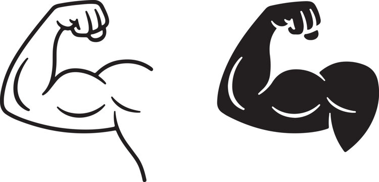 Bodybuilder Bicep Muscle Icon Illustration for Sports and Workout Design