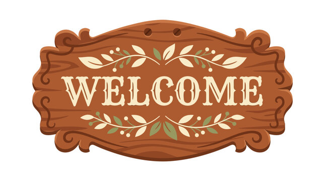 wooden welcome sign plaque  decorative rustic wood board for entrance sign  countryside style design