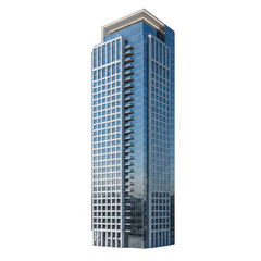 Fototapeta premium Modern glass skyscraper building in city isolated on transparent background