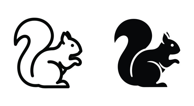 Minimalist squirrel icon set