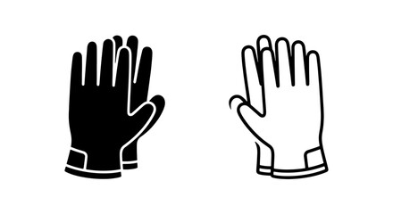 Fototapeta premium Glove Icons, Black and White, Vector Graphics for Safety and Workwear Design