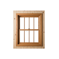 Obraz premium Wooden framed window with grid panes isolated on transparent background