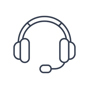Minimal tech support headset icon with microphone. Clean flat SVG design ideal for customer service, helpdesk, call centers, and support applications.