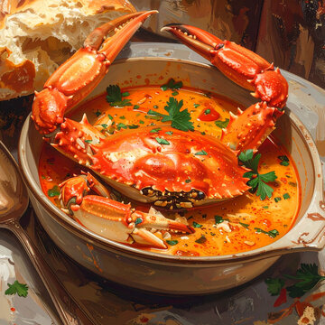 Gourmet spicy crab seafood soup