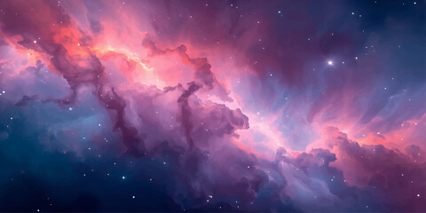 Fantasy galaxy scene with luminous cosmic dust, colorful nebula textures, dark starry backdrop and soft celestial light. © NuR