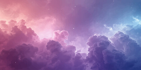 Magical cosmic clouds illuminated by soft neon hues, forming a surreal fantasy background with peaceful atmospheric beauty. © NuR