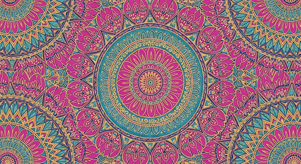 Obraz premium Intricate mandala design with repeating floral patterns and geometric shapes