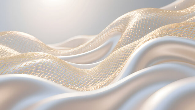 Luxury biomaterial wave background and futuristic skincare technology concept