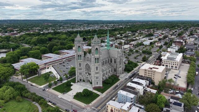 Aerial Drone Photography of Newark Church at Sunset