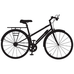Fototapeta premium A black and white silhouette of a classic bicycle with a rear rack