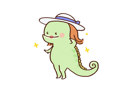 Chameleon wearing a wide-brimmed actress hat and posing while flipping its glossy hair, versatile actress concept