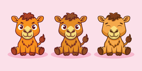 Fototapeta premium collection of cute cartoon illustrations of camels sitting