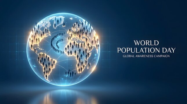 World population day global awareness campaign illustration