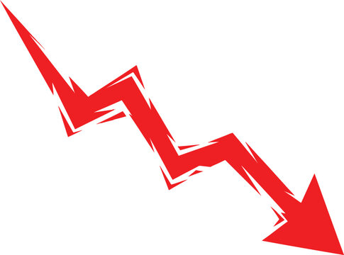 Red down arrow graph symbol showing business loss or financial decline Vector
