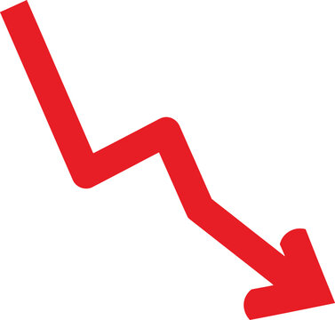 Red downward arrow graph line showing a sharp decline or financial market loss Vector