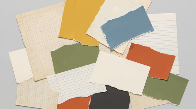 A pile of assorted colored paper scraps.