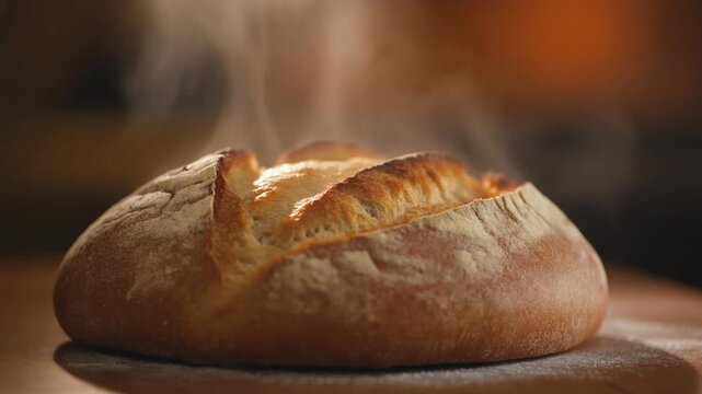 パン 食べ物 ローフ シームレスループ動画背景 16:9 4K