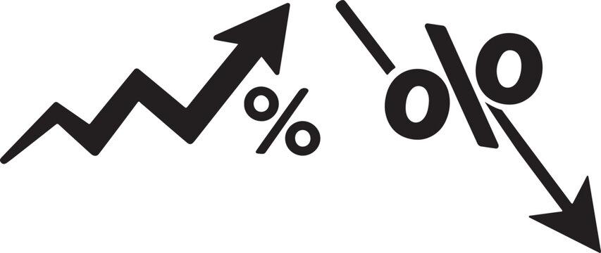 Up down percentage icon for financial reporting, analytics dashboard trend concept