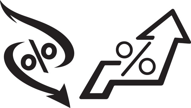 Investment performance icon showing percent change and business trend analysis