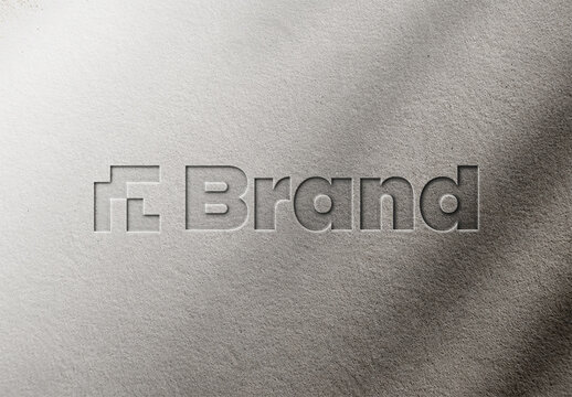 Debossed Brand Logo Mockup on Tactile Paper PSD