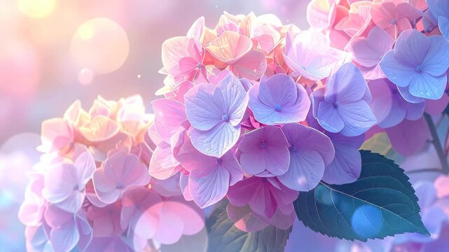 Beautiful Colorful Hydrangea Flowers in Soft Light.