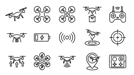Fototapeta premium Drone icons set for design and technology projects online