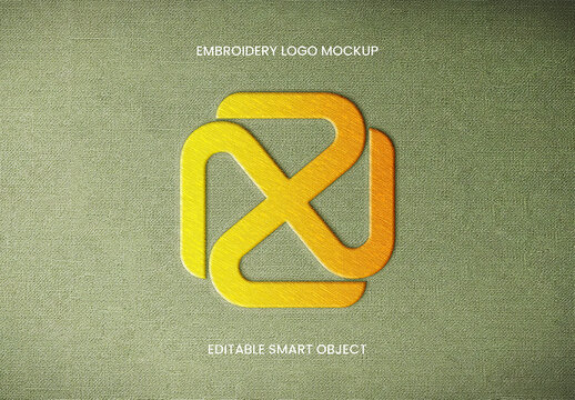 Embroidered Logo Mockup on Fabric Texture Background PSD