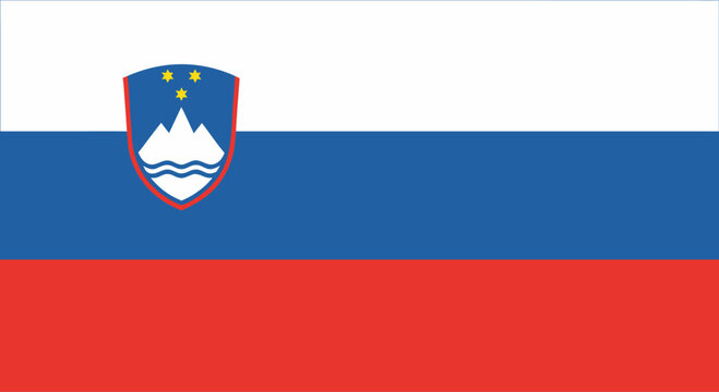 Slovenia flag with coat of arms tricolor horizontal bands