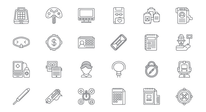 Business and Technology Icons: Finance, Data, and Office Essentials