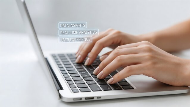 Hands typing on laptop keyboard