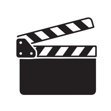 Movie clapperboard or film clapboard line art vector icon for video apps and websites